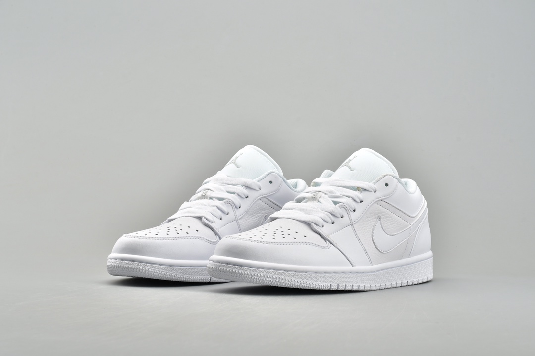 Jordan 1 Low Triple White Tumbled Leather - vstockx