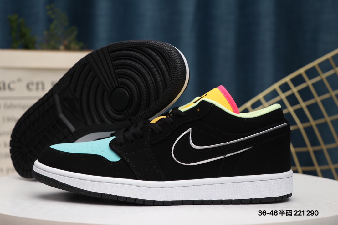 Jordan 1 Low Black Aurora Green Laser Orange - vstockx