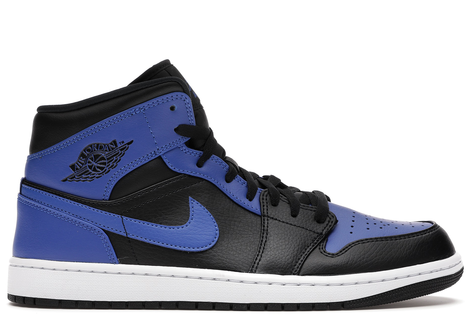 Jordan 1 Mid Hyper Royal Tumbled Leather - vstockx