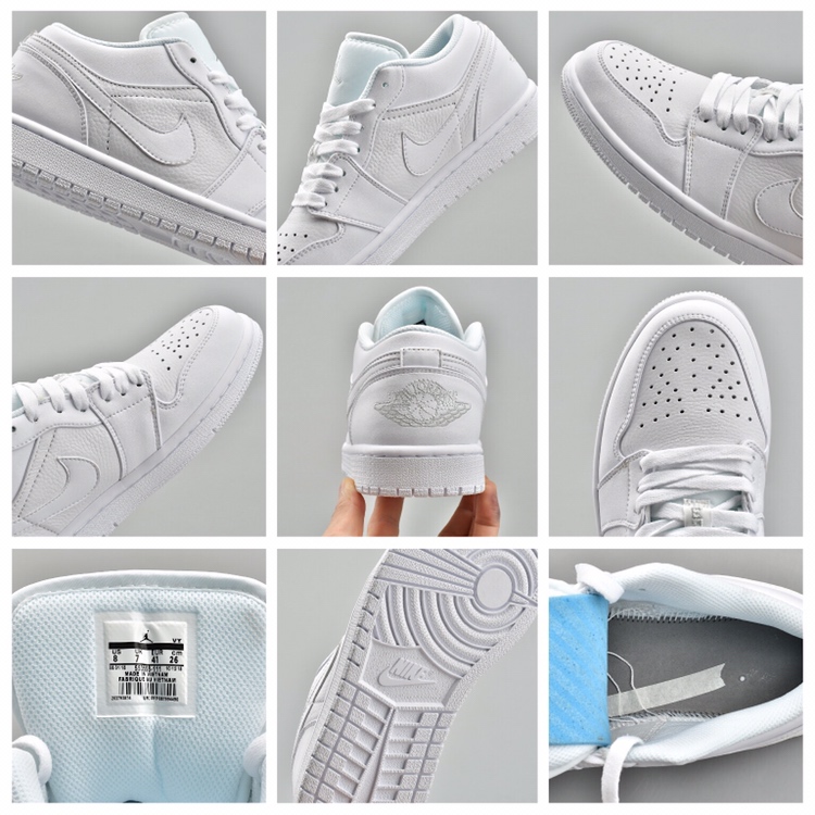Jordan 1 Low Triple White Tumbled Leather - vstockx
