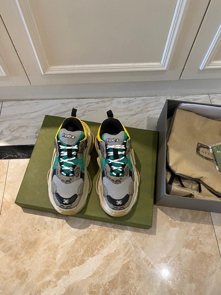 Gucci x Balenciaga The Hacker Project Triple S Beige Green Yellow - vstockx