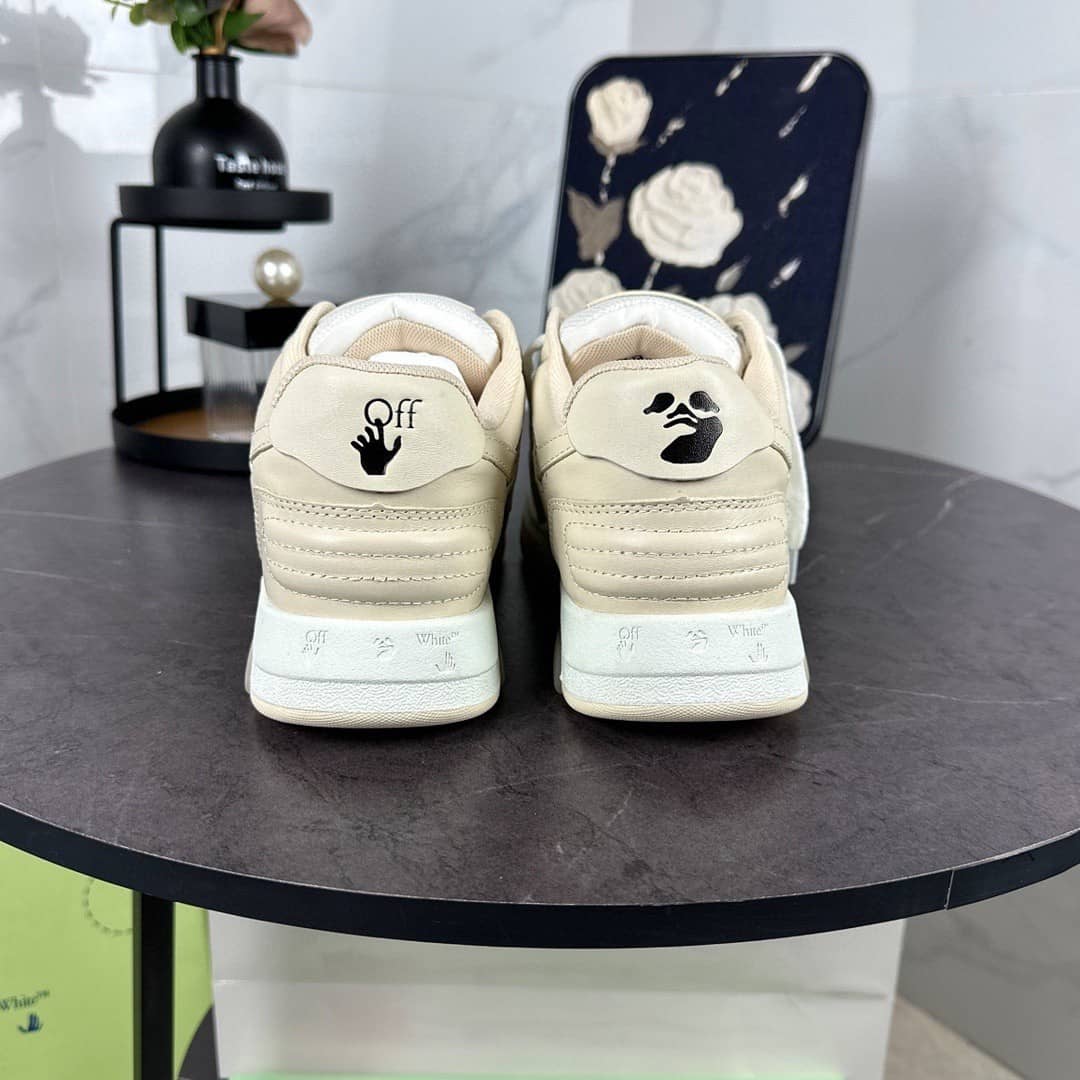 OFF-WHITE Out Of Office OOO Low Tops light beige white - vstockx