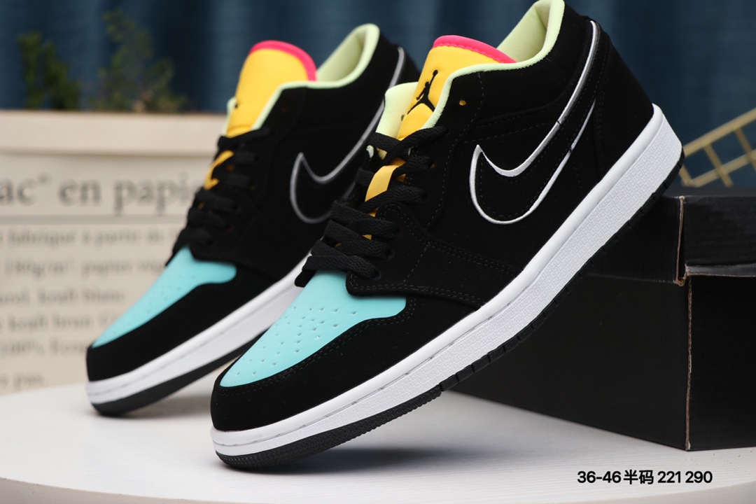 Jordan 1 Low Black Aurora Green Laser Orange - vstockx