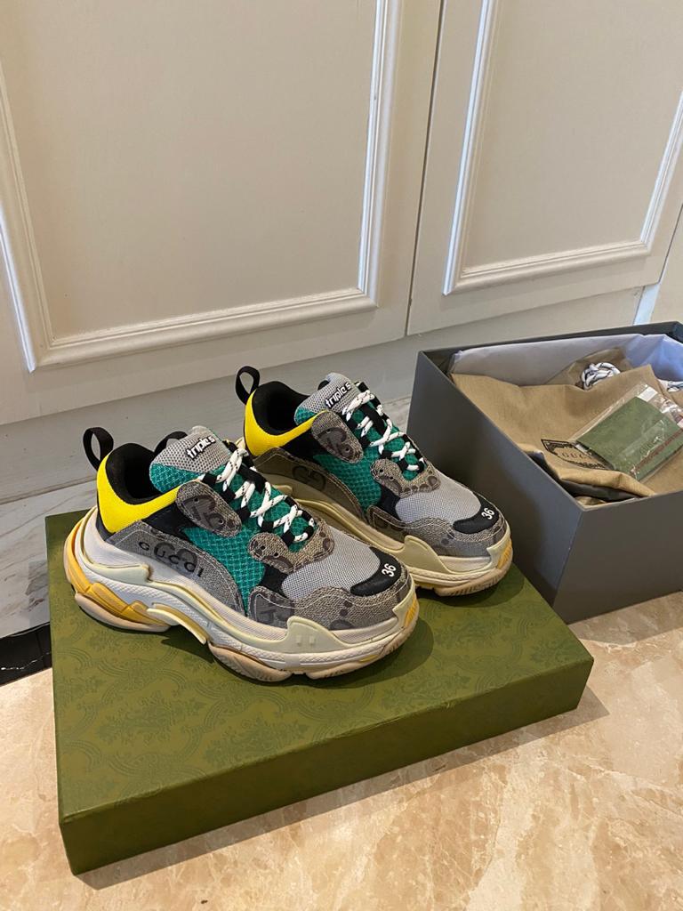 Gucci x Balenciaga The Hacker Project Triple S Beige Green Yellow - vstockx