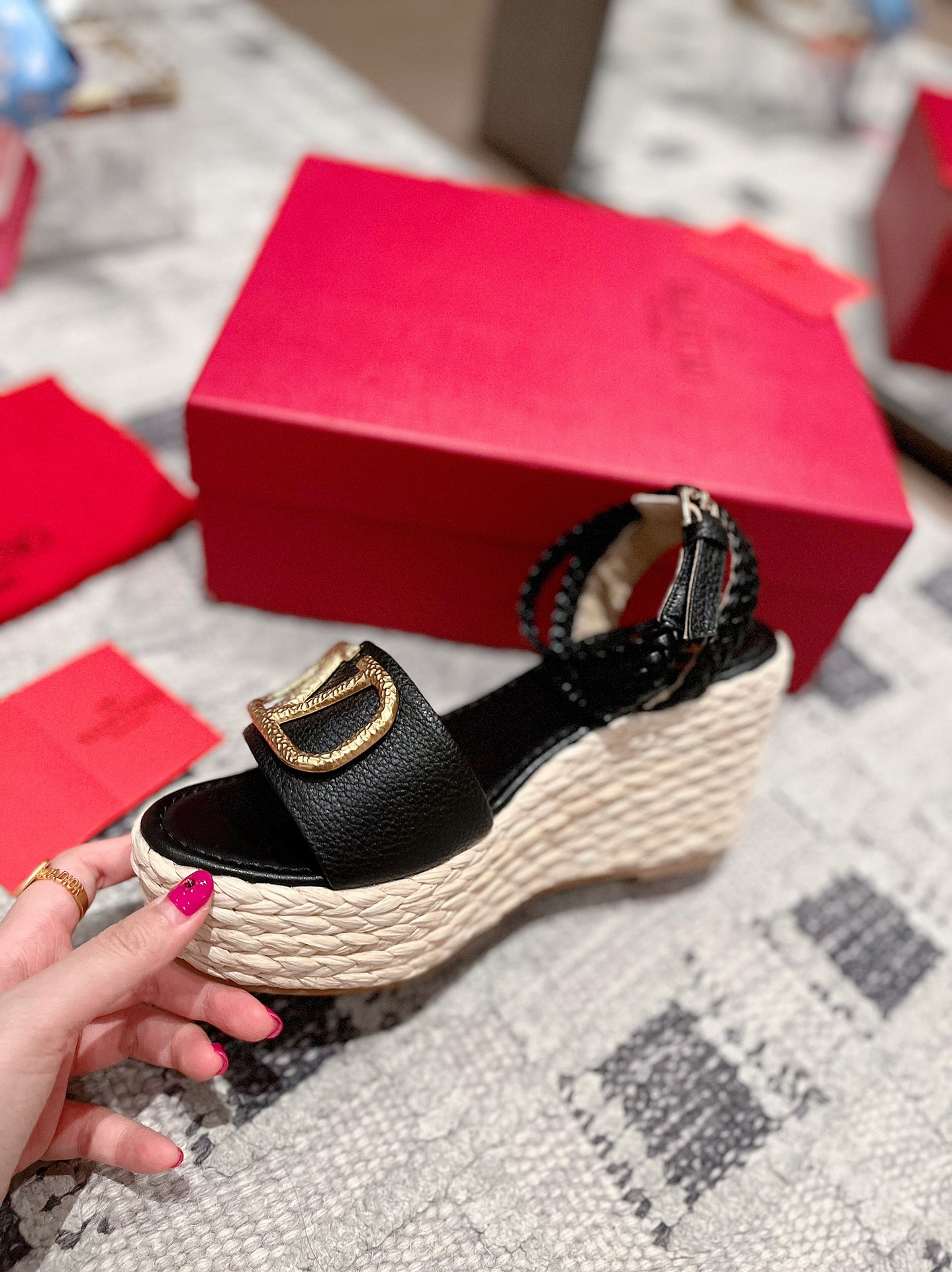 Valentino Garavani Rockstud Double Wedge Espadrilles WOMEN 13 - vstockx