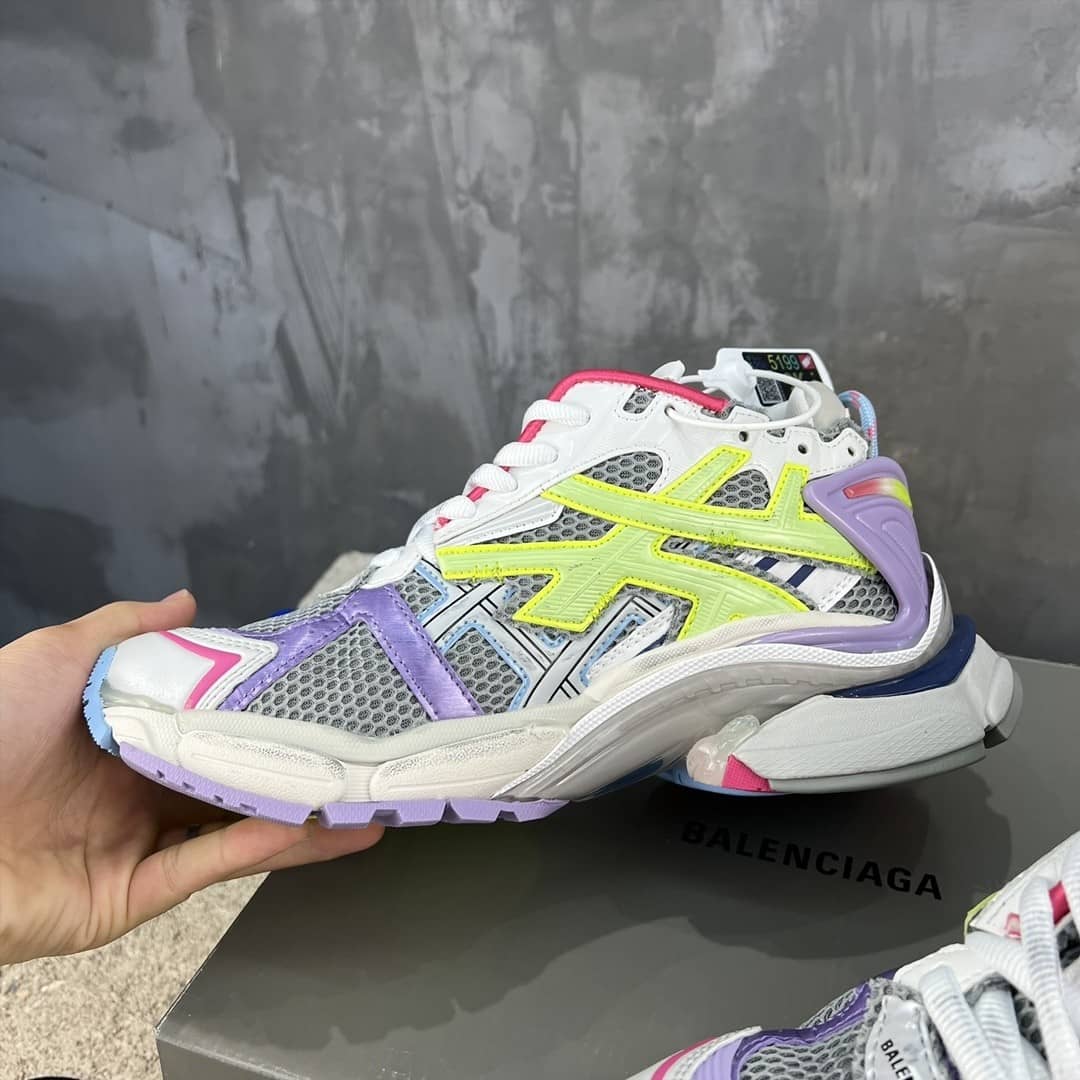 Balenciaga Runner Leather Free Grey Light Purple Neon Yellow White - vstockx