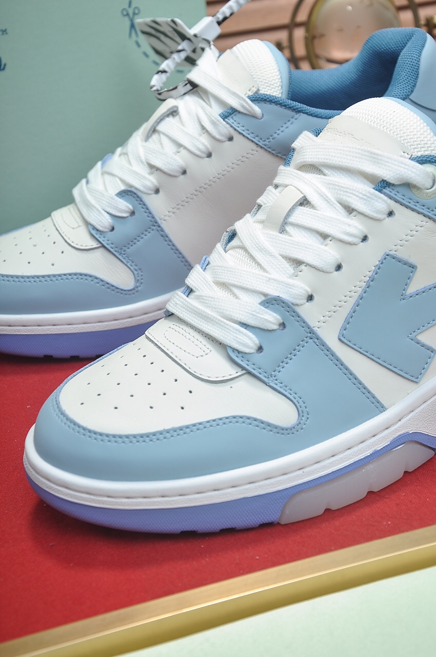 OFF-WHITE OOO Low Out Of Office Calf Leather White Light Blue - vstockx