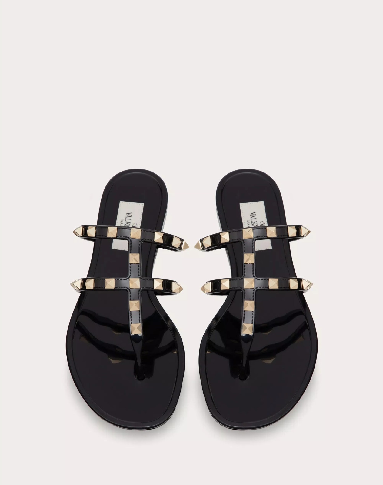 Valentino Garavani Rockstud rubber sandal BLACK - vstockx
