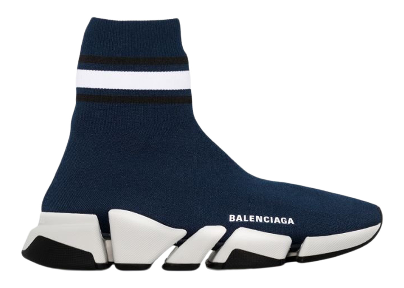 Balenciaga Speed 2.0 Striped Navy Blue Black White (W) - vstockx