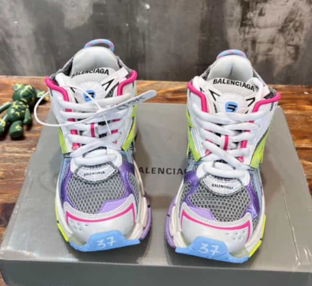 Balenciaga Runner Leather Free Grey Light Purple Neon Yellow White - vstockx