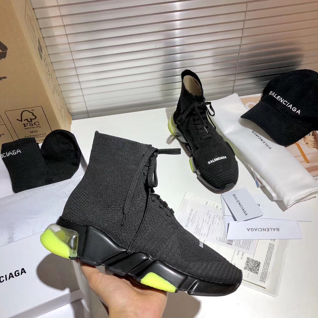 Balenciaga Speed Lace Up Clear Sole Yellow Fluo - vstockx