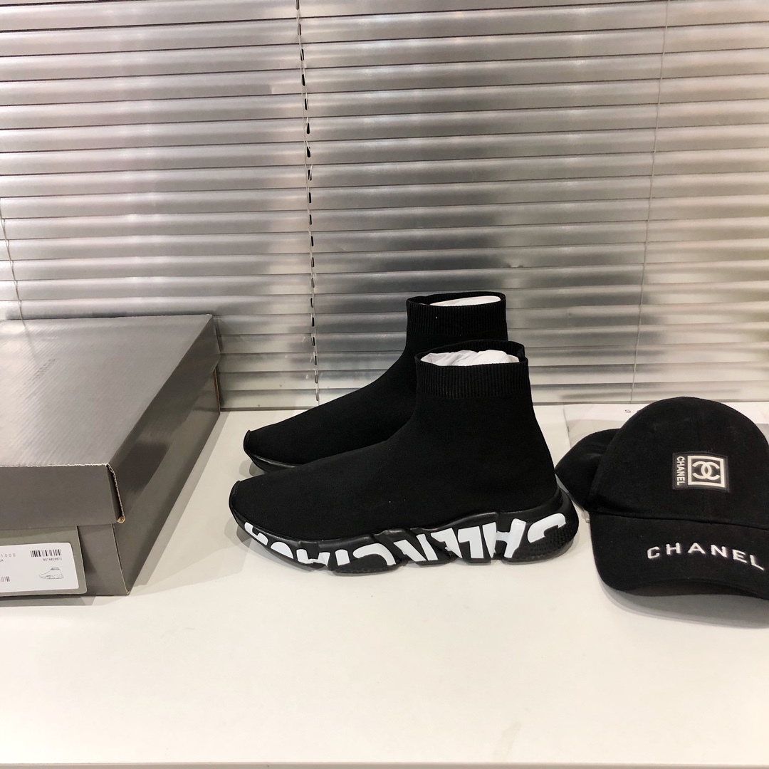 Balenciaga Speed Graffiti Trainers Black - vstockx