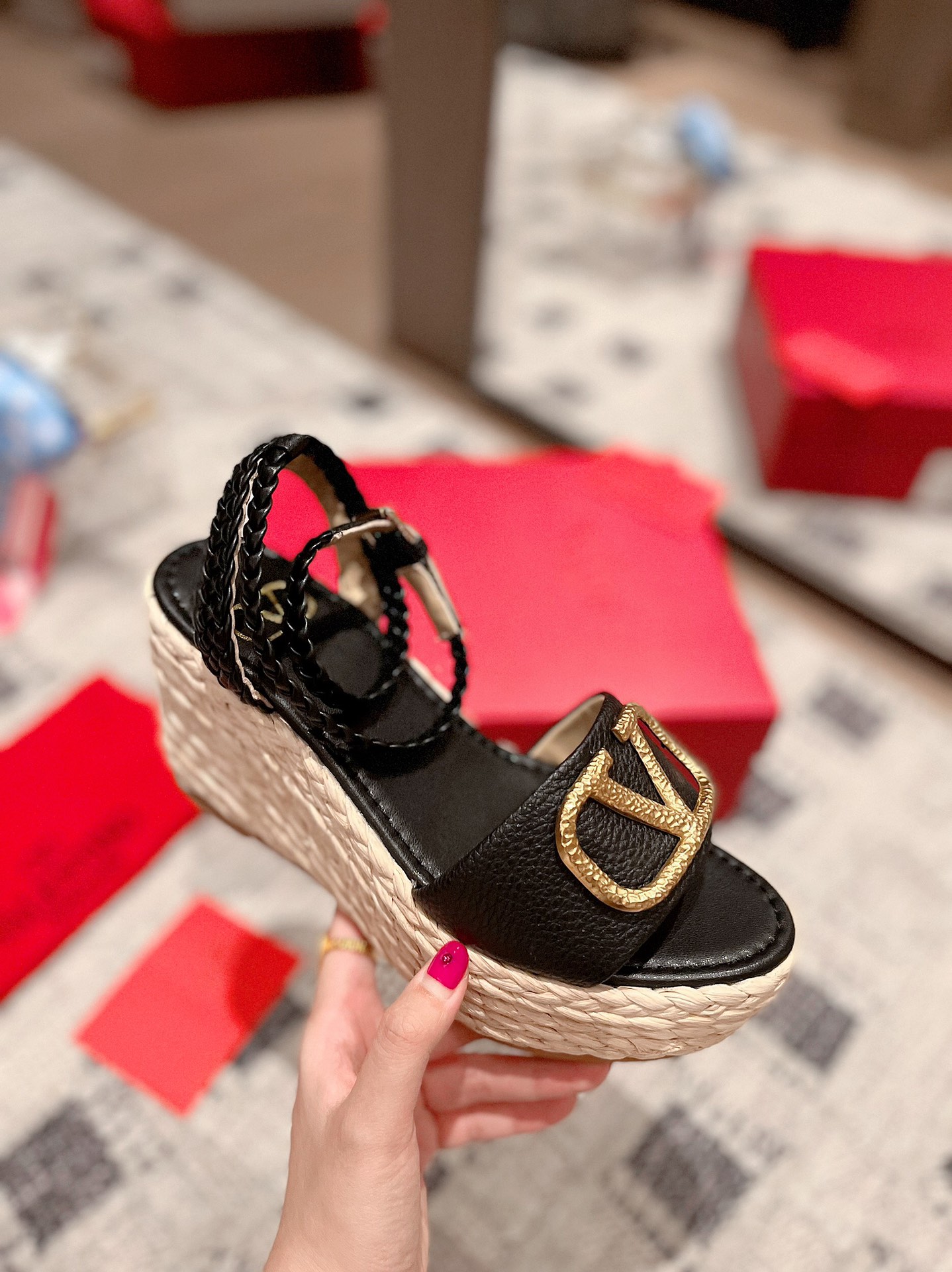 Valentino Garavani Rockstud Double Wedge Espadrilles WOMEN 13 - vstockx