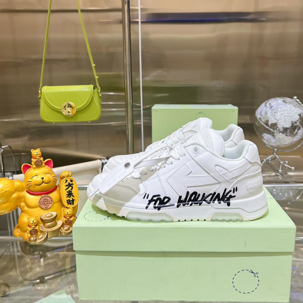 OFF-WHITE Out Of Office OOO Low Tops For Walking White Black - vstockx