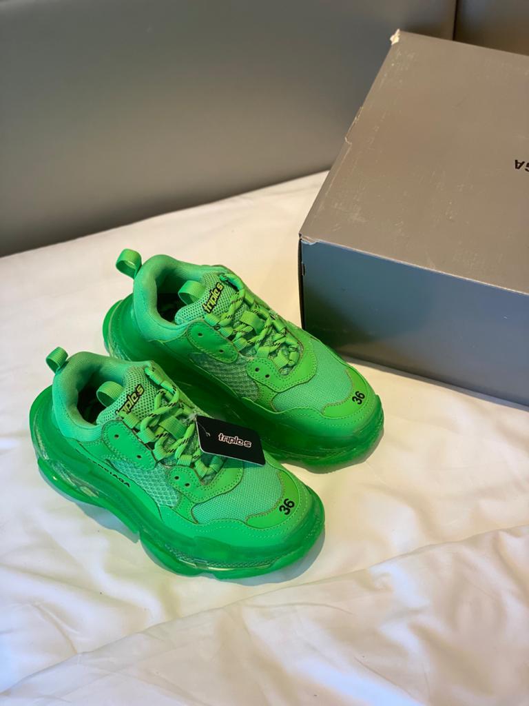 Balenciaga Triple S Neon Green Clear Sole - vstockx