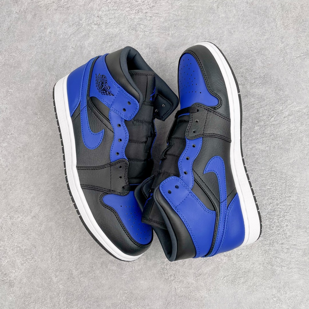 Jordan 1 Mid Hyper Royal Tumbled Leather - vstockx