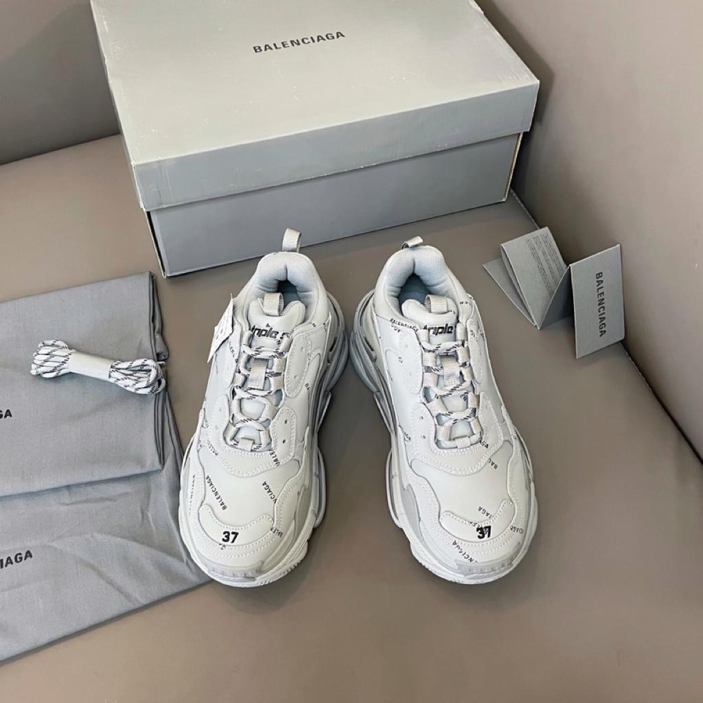 Balenciaga Triple S Allover Logo White - vstockx