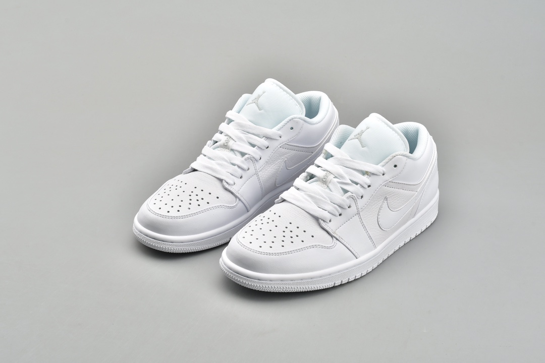 Jordan 1 Low Triple White Tumbled Leather - vstockx