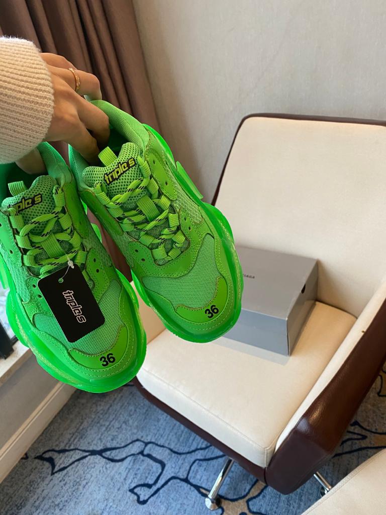 Balenciaga Triple S Neon Green Clear Sole - vstockx