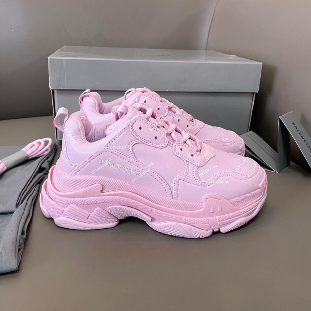 Balenciaga All Over Logo Triple S Pink White - vstockx