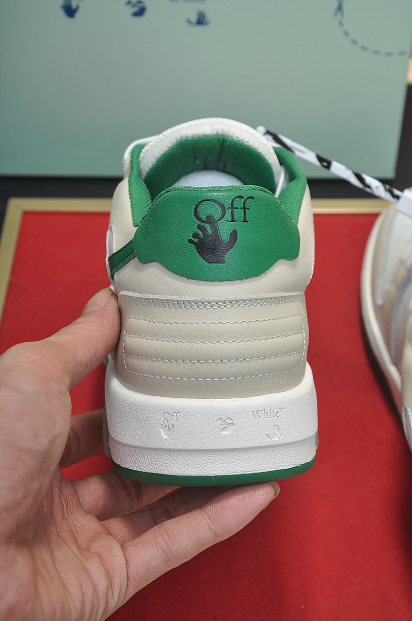OFF-WHITE Out Of Office OOO Low Tops White Green 2021 - vstockx