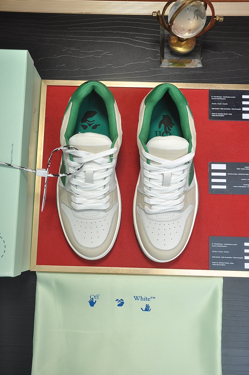 OFF-WHITE Out Of Office OOO Low Tops White Green 2021 - vstockx