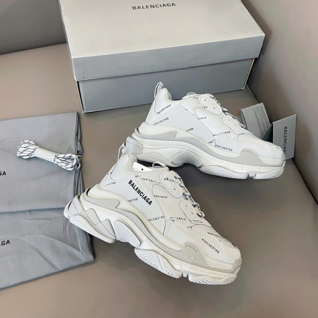 Balenciaga Triple S Allover Logo White - vstockx