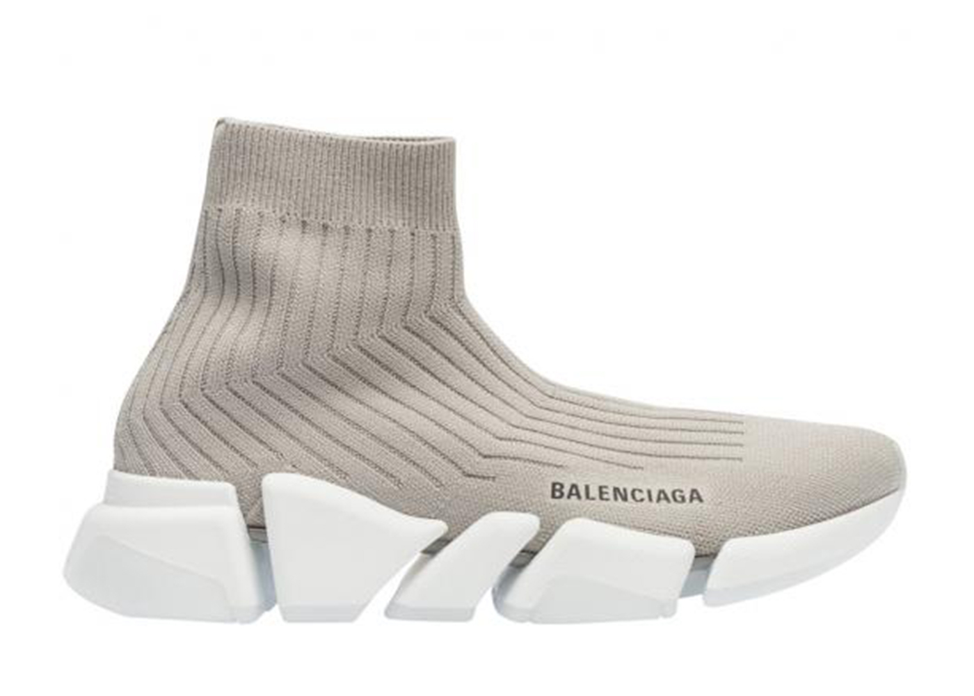 Balenciaga Speed Trainer Rib-Knit Light Gray - vstockx