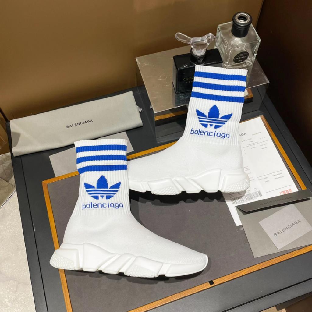 Balenciaga x adidas Speed Trainer White Blue - vstockx