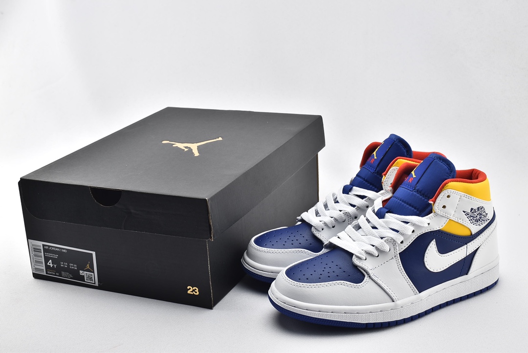 Jordan 1 Mid Royal Blue Laser Yellow - vstockx