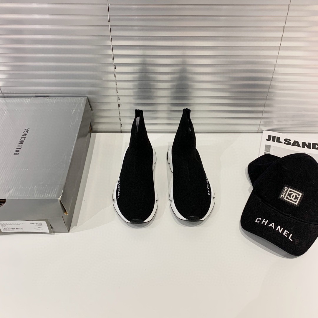 Balenciaga Speed Trainer Black White (2021) - vstockx