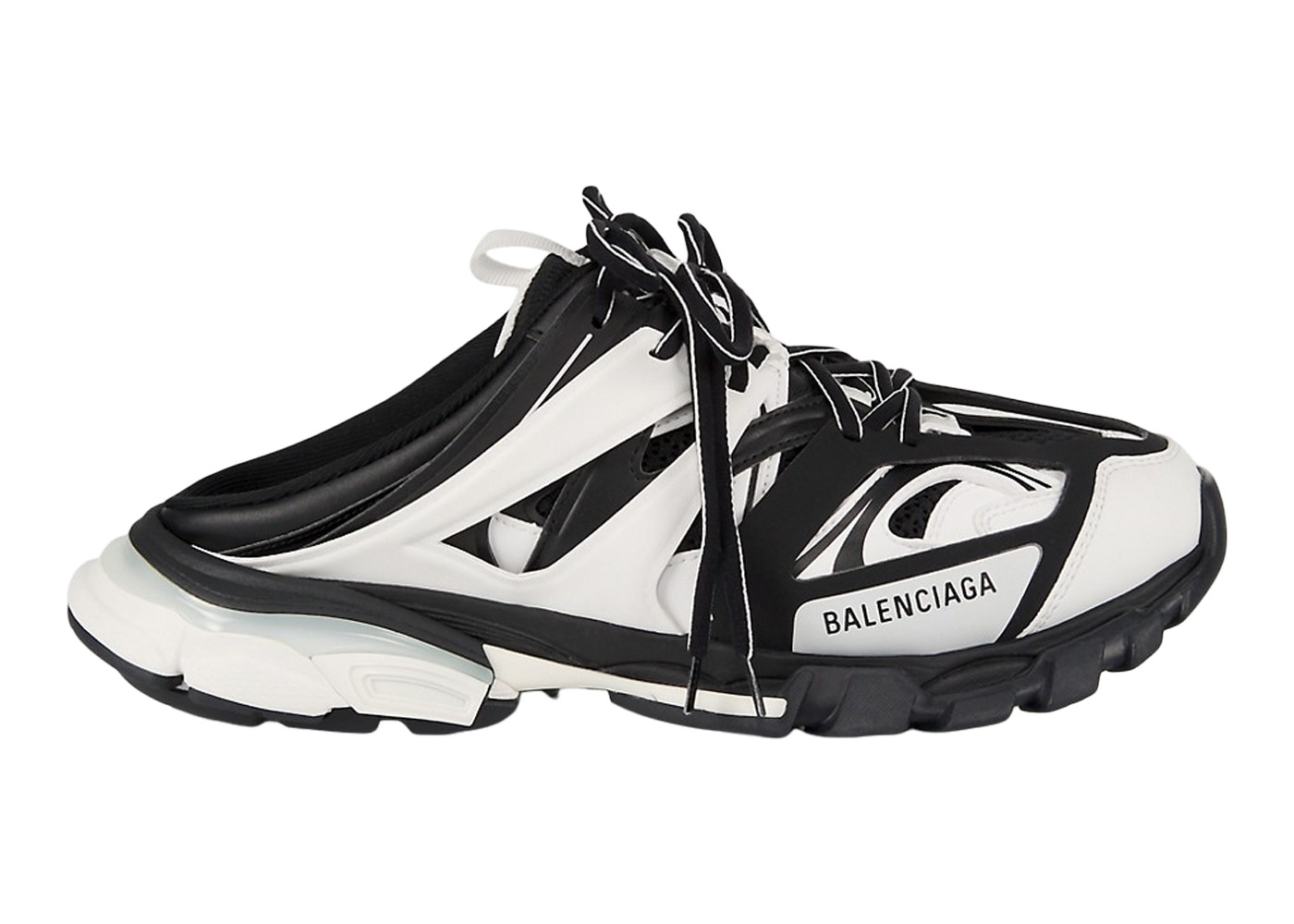Balenciaga Track Mule Black White - vstockx