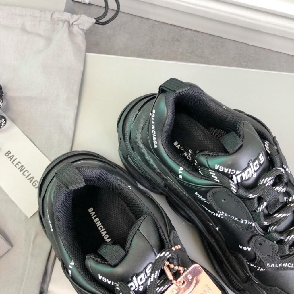 Balenciaga Triple S Allover Logo Black - vstockx