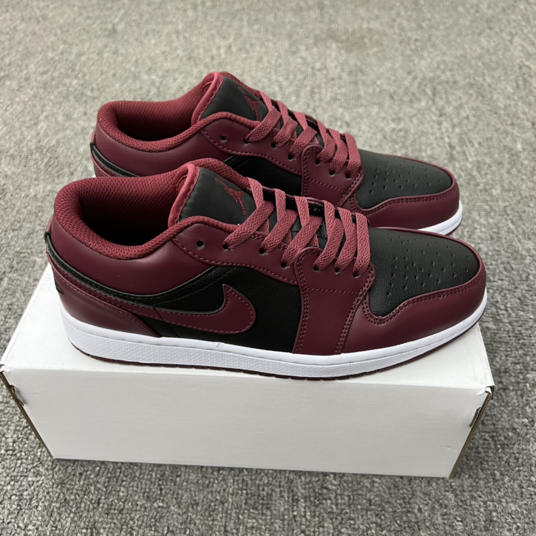 Jordan 1 Low Black Dark Beetroot (W) - vstockx