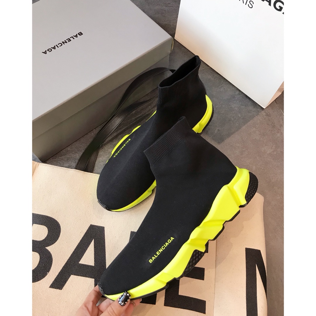 Balenciaga Speed Trainer Black Yellow - vstockx