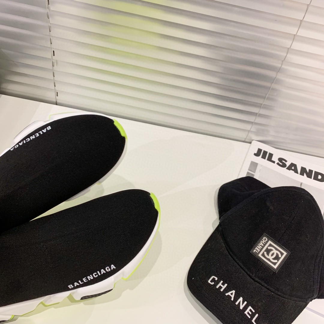 Balenciaga Speed Trainer Black White Neon 2019 - vstockx