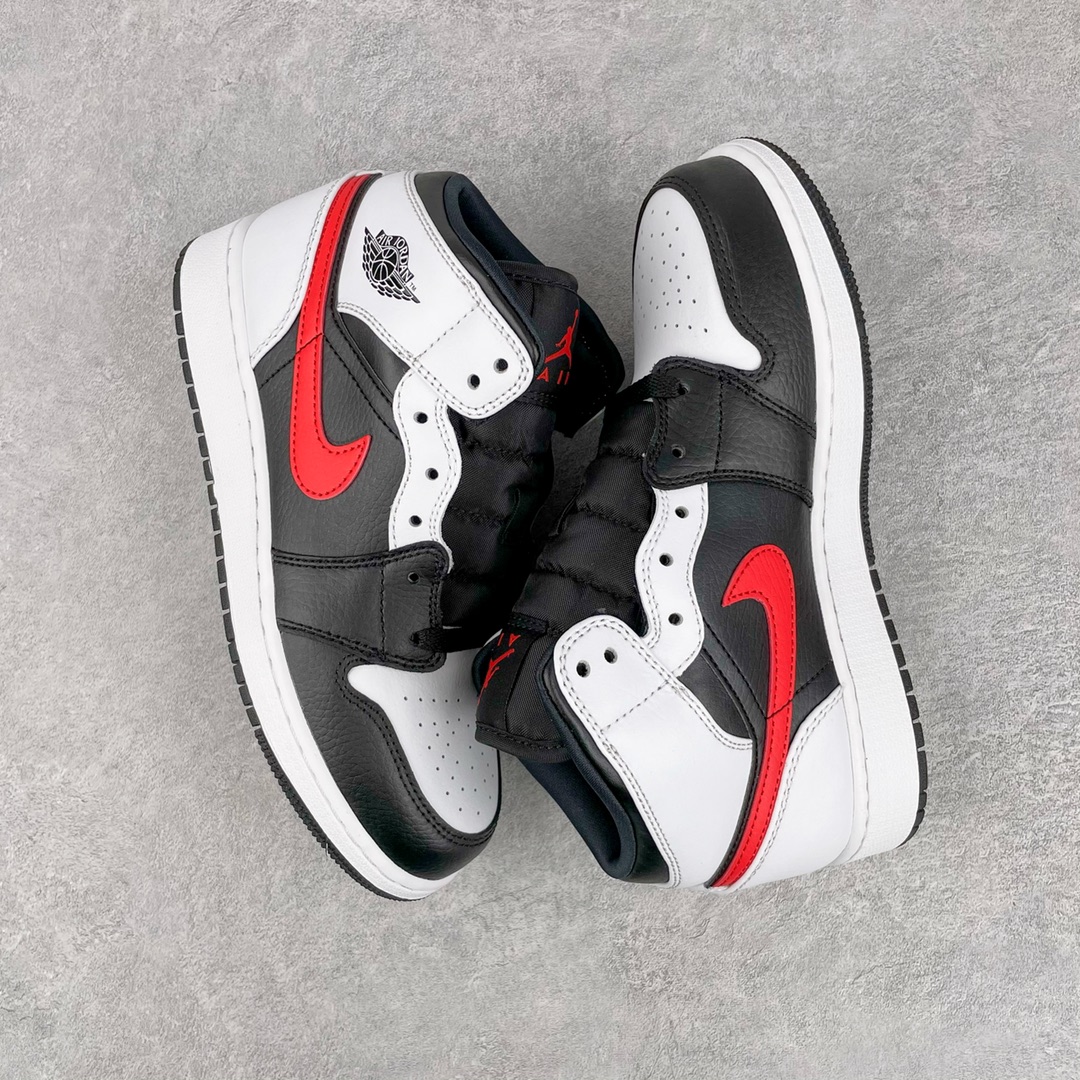 Jordan 1 Mid White Black Chile Red (GS) - vstockx