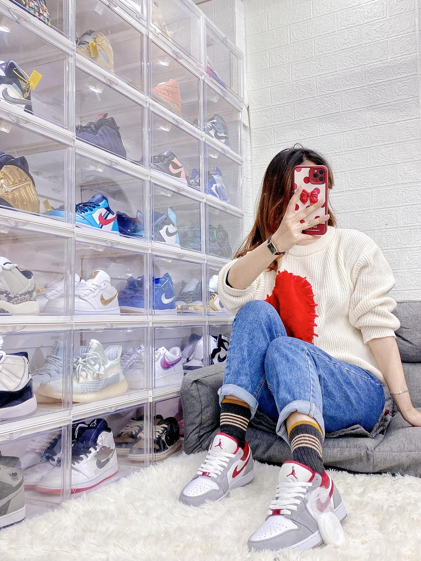 Jordan 1 Low SE Light Smoke Grey Gym Red - vstockx