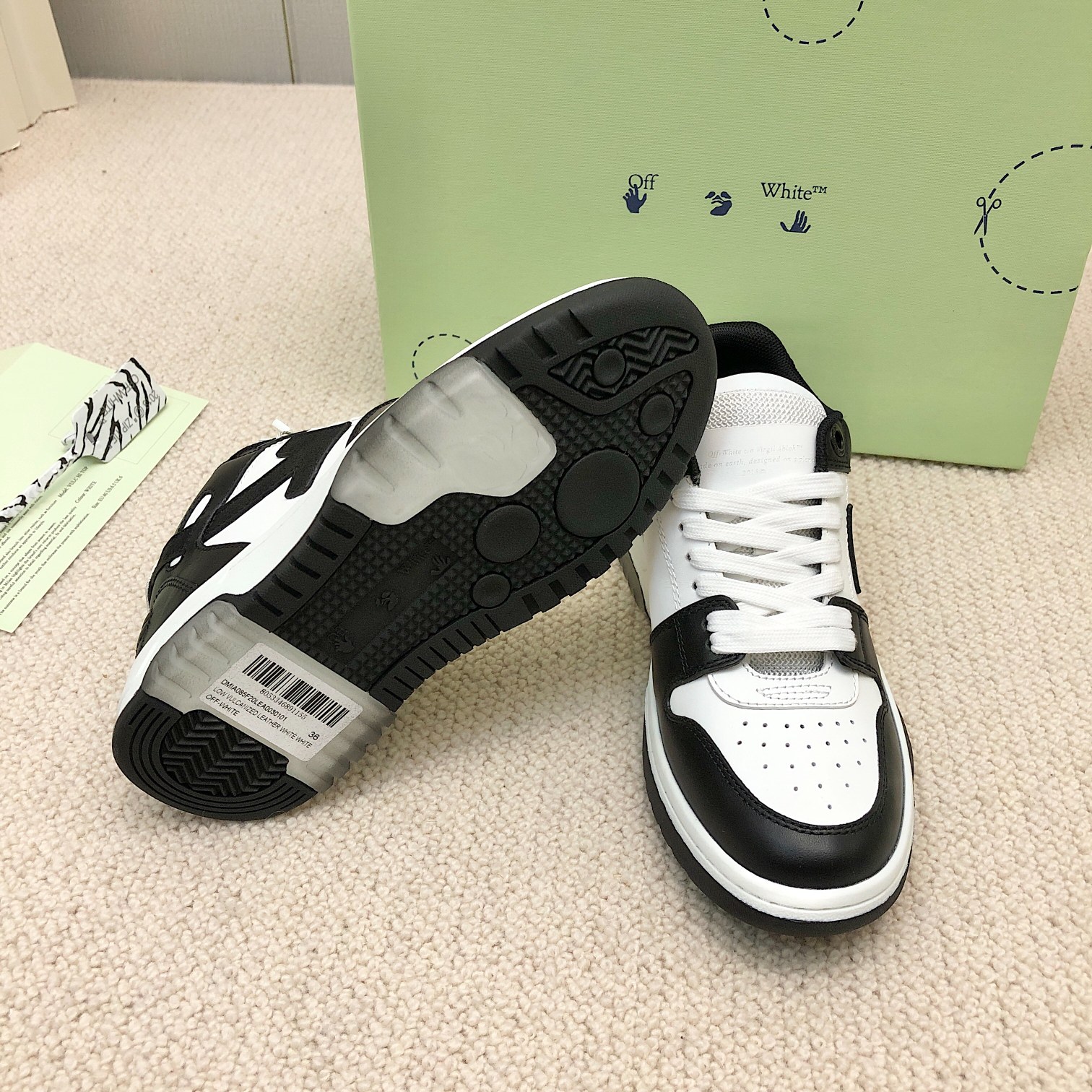 OFF-WHITE Out Of Office OOO Low Tops White Black White - vstockx