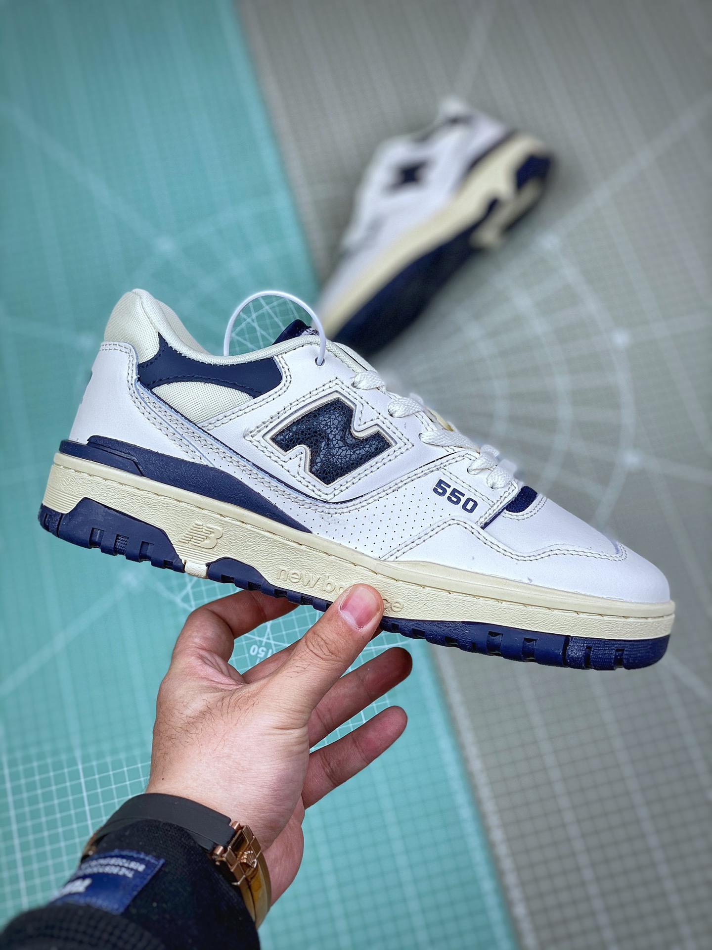 New Balance 550 Aime Leon Dore White Navy - vstockx