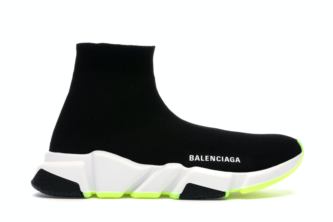 Balenciaga Speed Trainer Black White Neon 2019 - vstockx