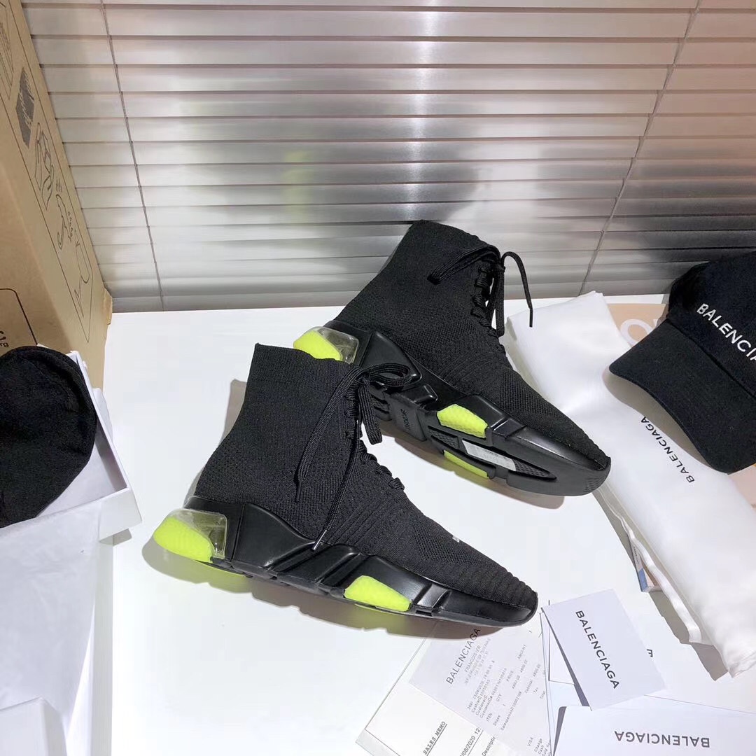 Balenciaga Speed Lace Up Clear Sole Yellow Fluo - vstockx
