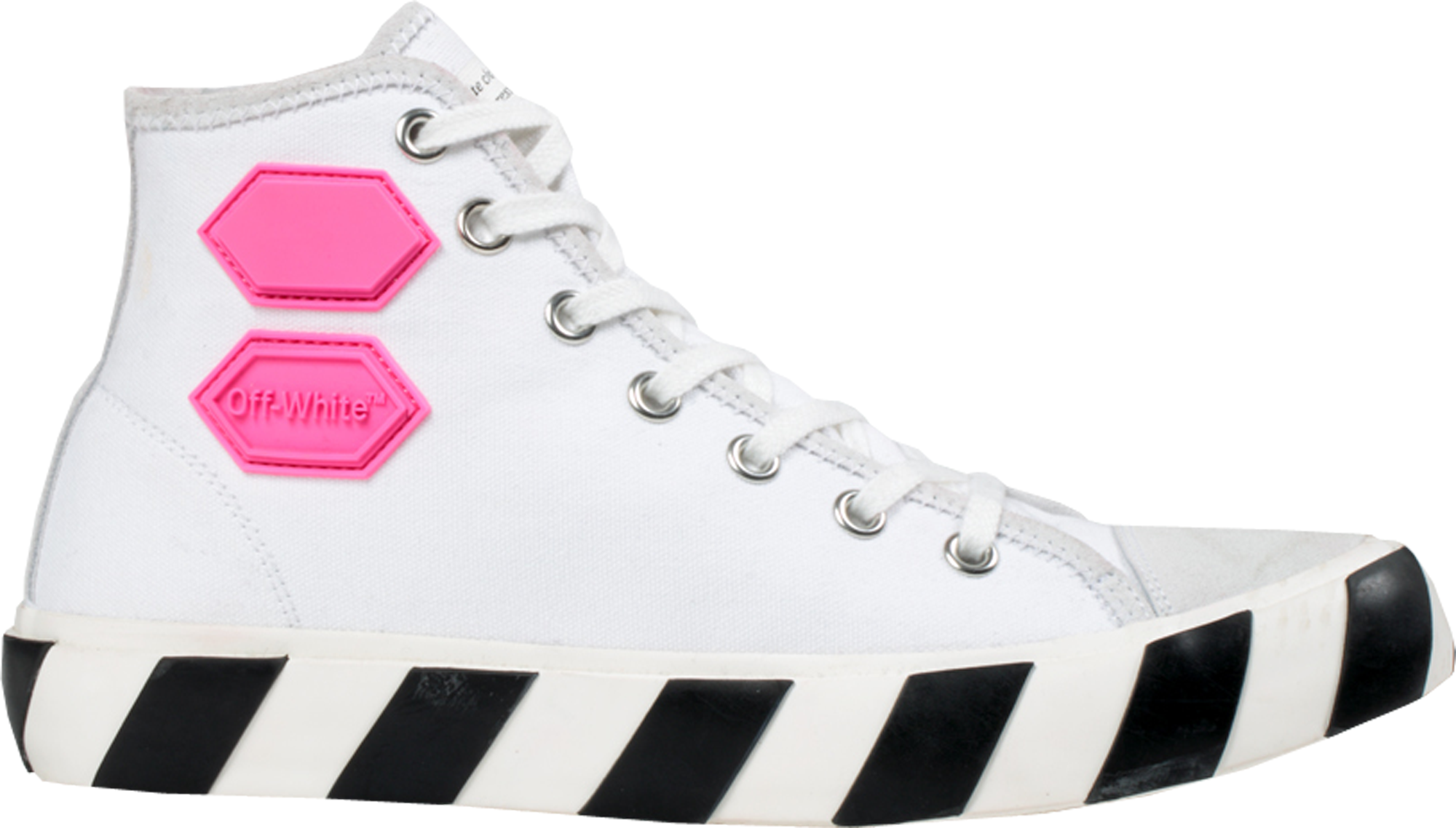 OFF-WHITE Vulcanized Hi Top White Fuchsia - vstockx