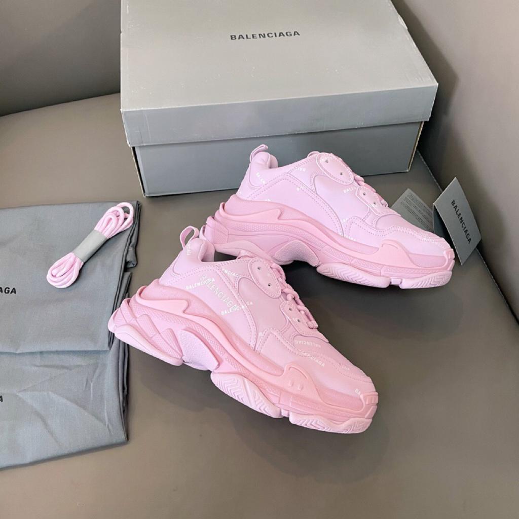 Balenciaga All Over Logo Triple S Pink White - vstockx