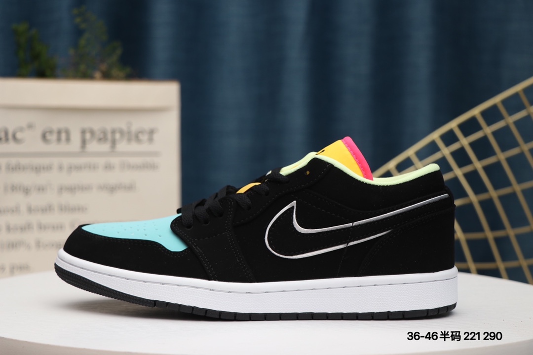 Jordan 1 Low Black Aurora Green Laser Orange - vstockx