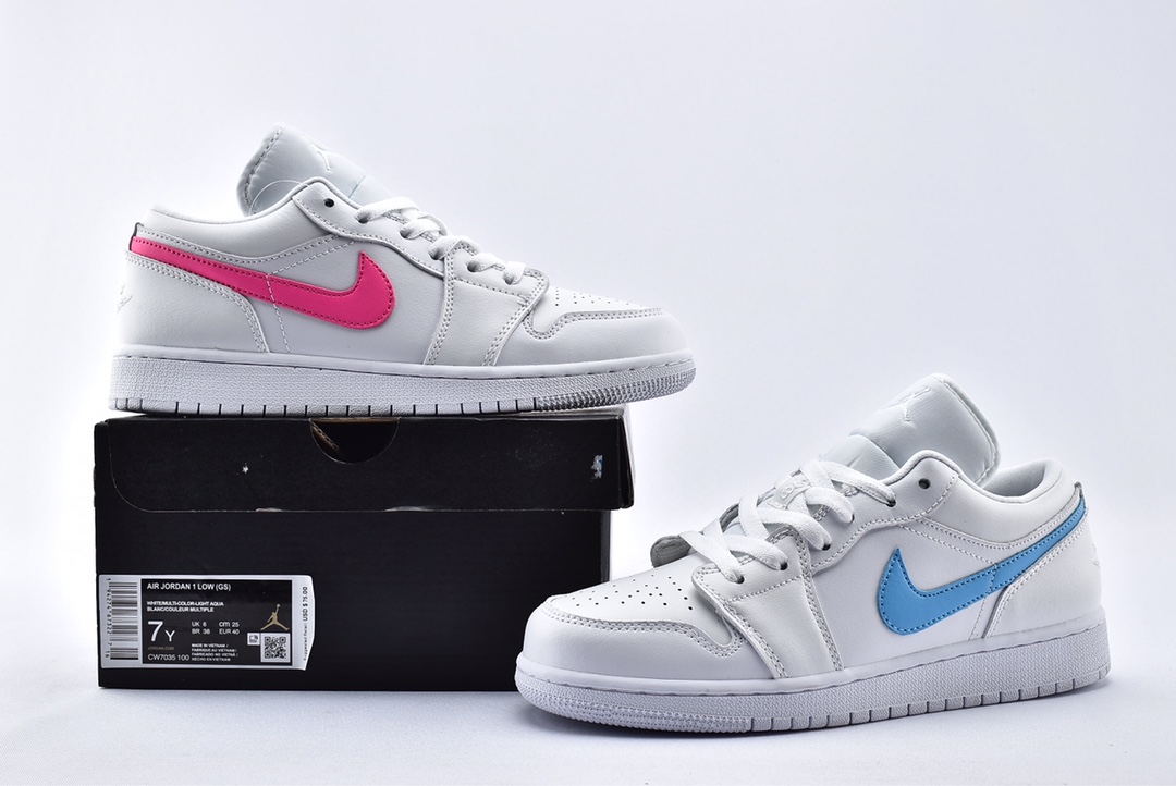 Jordan 1 Low White Multi-Color Swoosh - vstockx