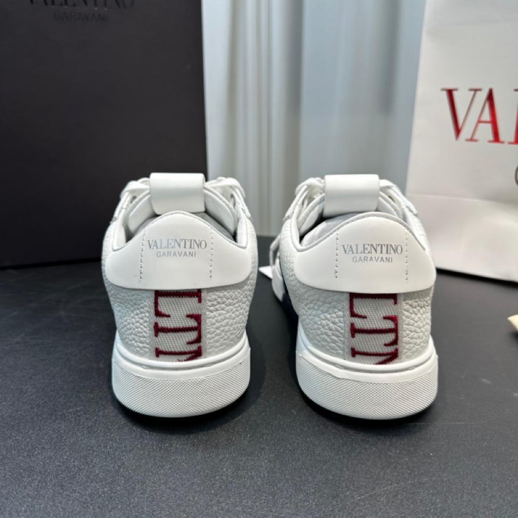 Valentino Garavani VL7N Low-Top Calfskin WHITE MARINE CERISE - vstockx