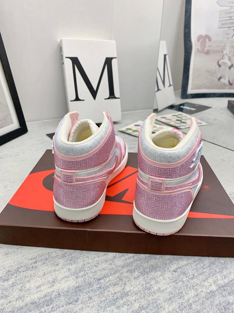 Jordan 1 white pink full diamond custom - vstockx
