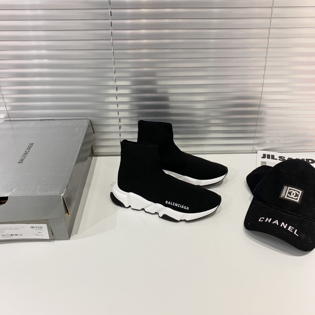 Balenciaga Speed Trainer Black White (2021) - vstockx