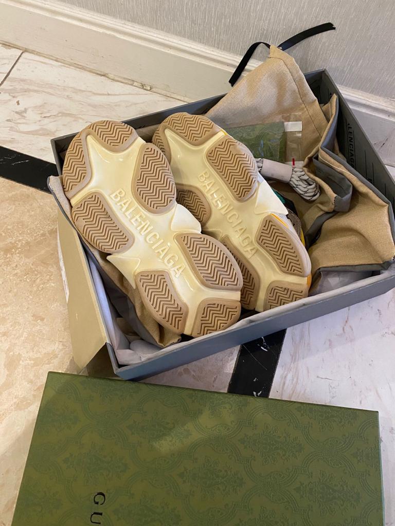 Gucci x Balenciaga The Hacker Project Triple S Beige Green Yellow - vstockx